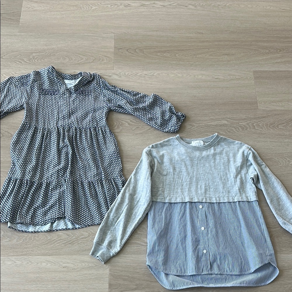Zara Blue and Gray Blouses with Long Sleeves